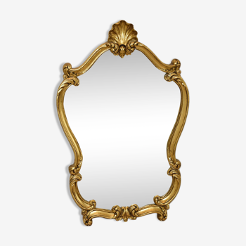 Miroir cadre doré coquille arabesque volute style baroque vintage 76 x 48 cm