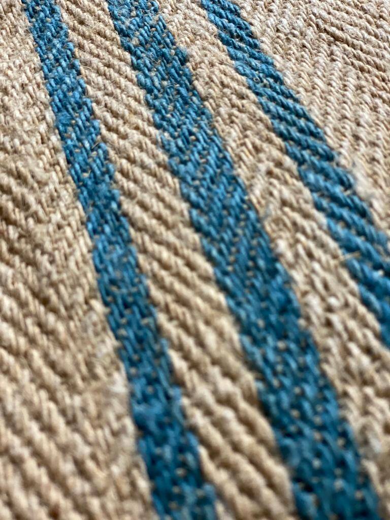 Hemp grain bag, blue stripes