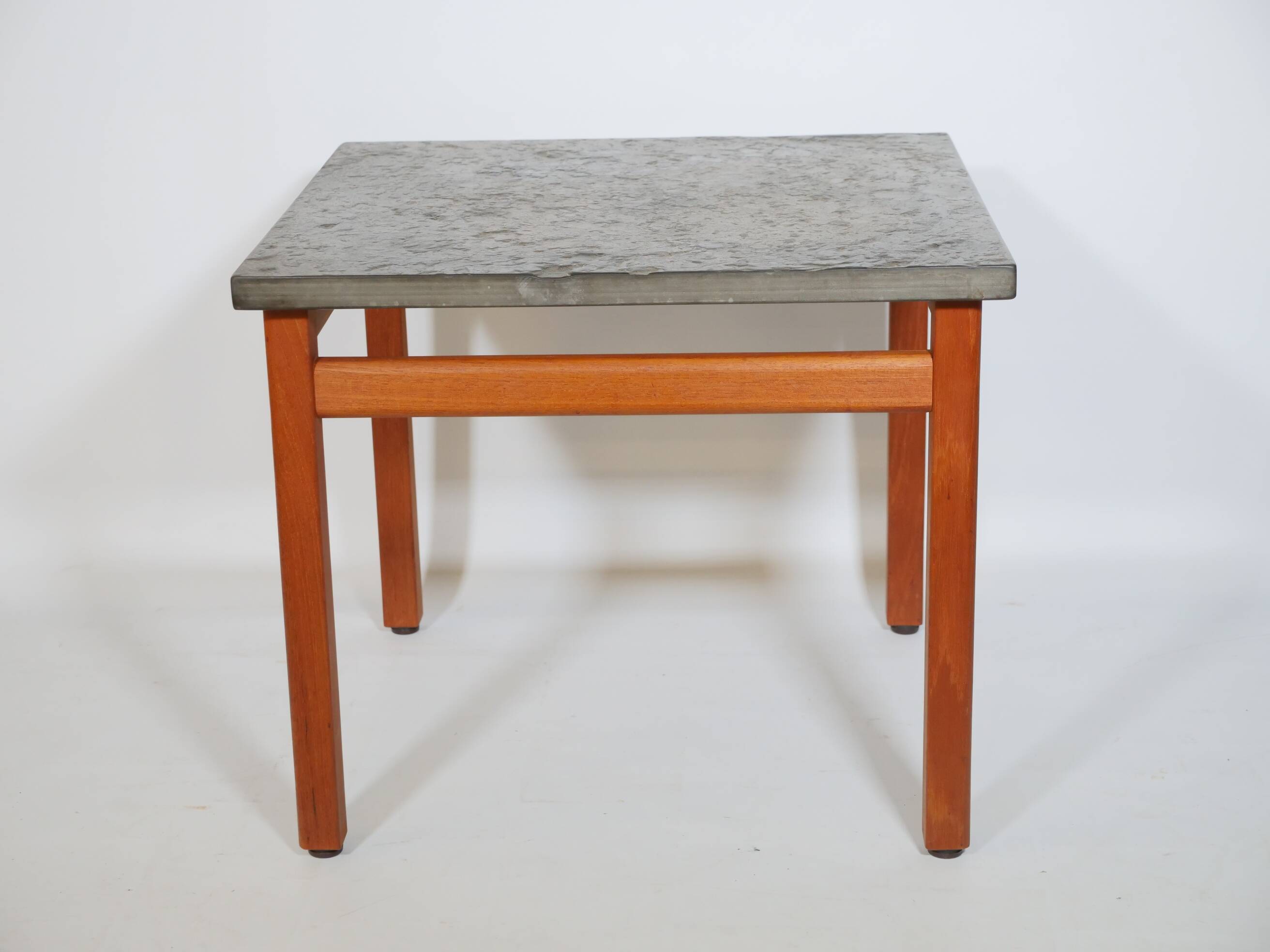 Mid-century side table set teak slate table 60s 70s vintage