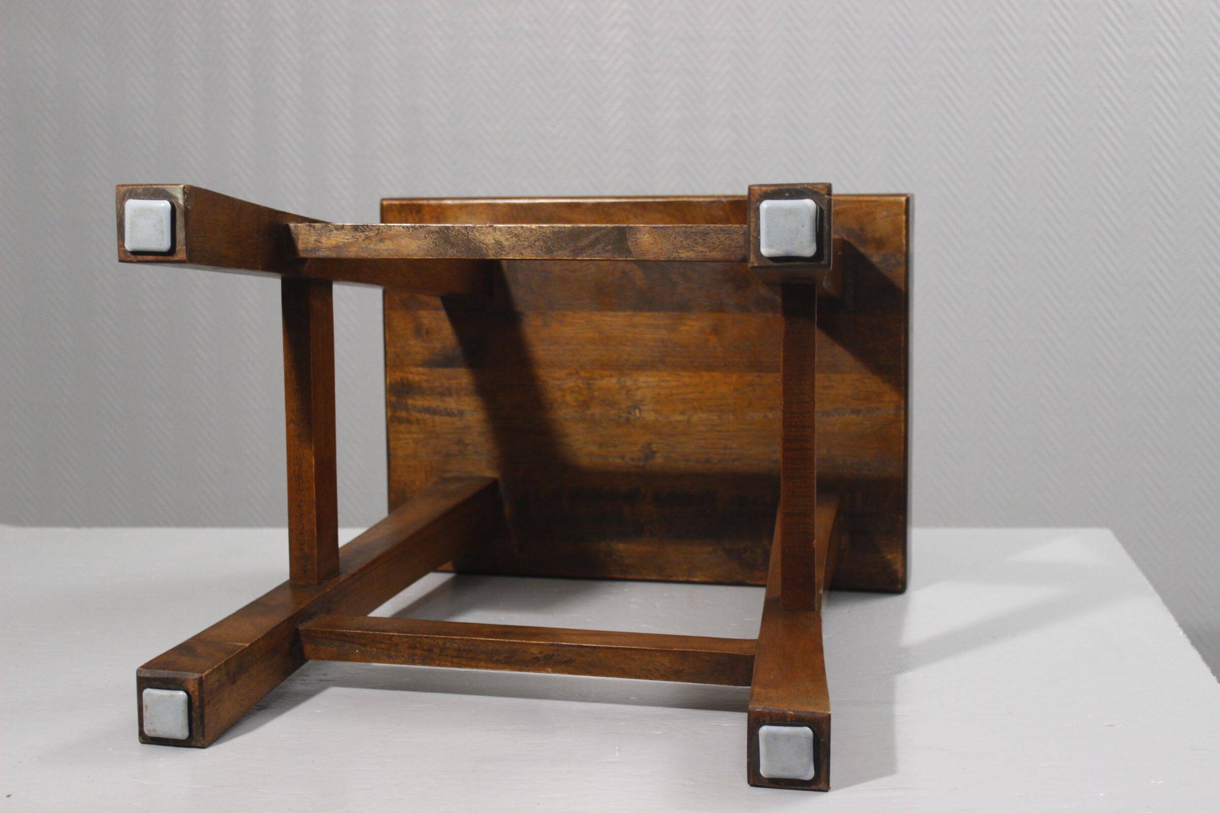 Vintage Orientalist Modernist Solid Wood Stool