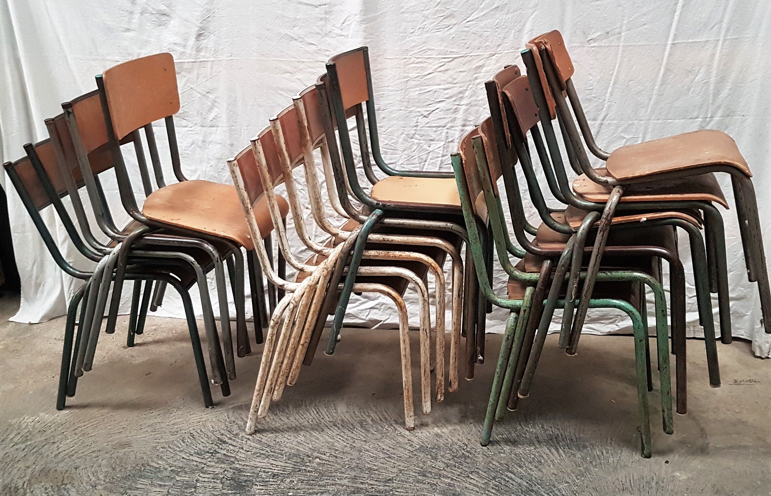 Old vintage school chairs