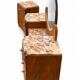 Ensemble coiffeuse 1930 Art Déco en Noyer avec dessus marbre et chevet
