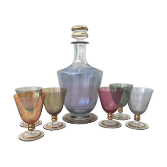 Set de 6 verres et carafe colorés