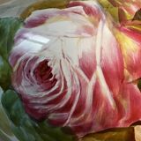 Large Verbanum Stone Laveno cache-pot, floral decoration "Roses" in earthenware ceramic, ca 1900