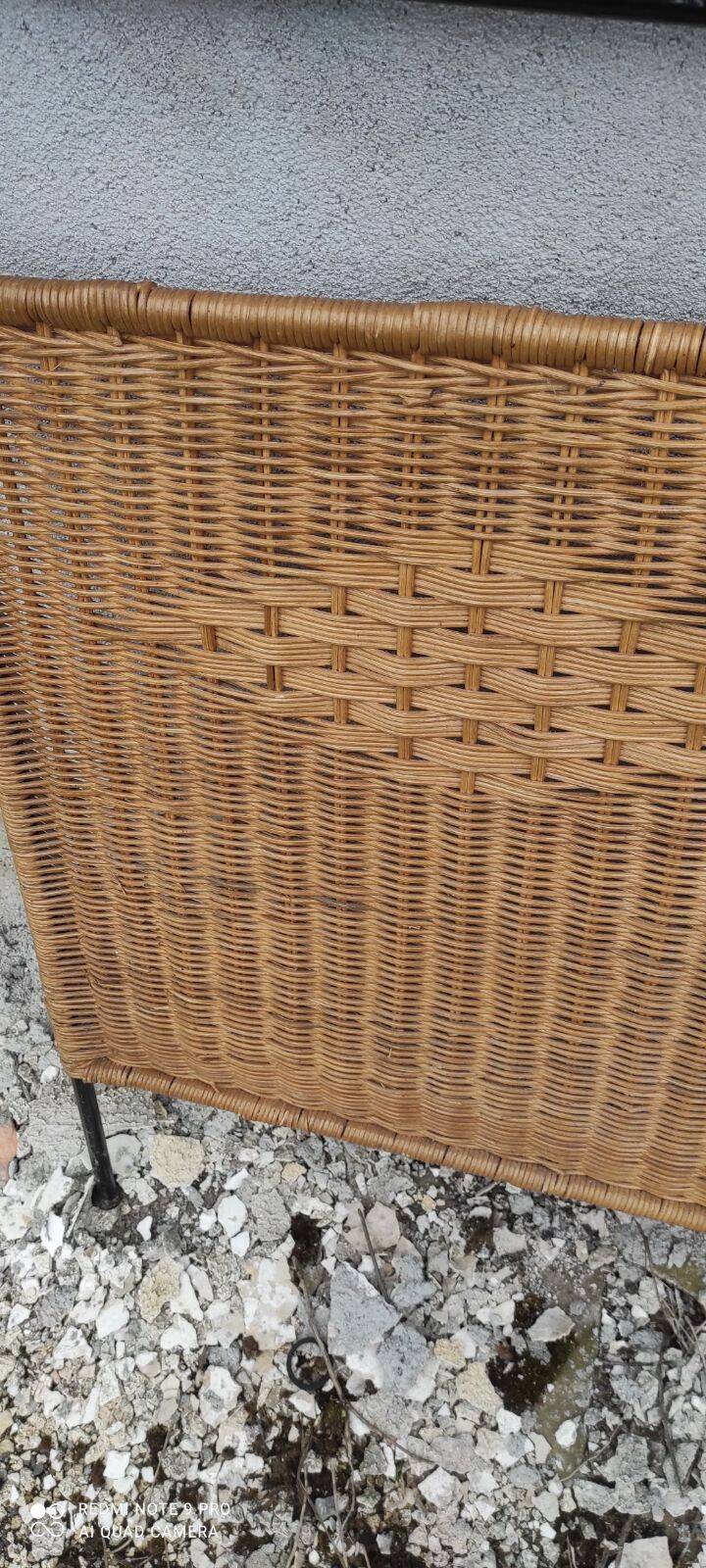 Black metal and rattan bed frame