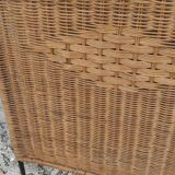 Black metal and rattan bed frame