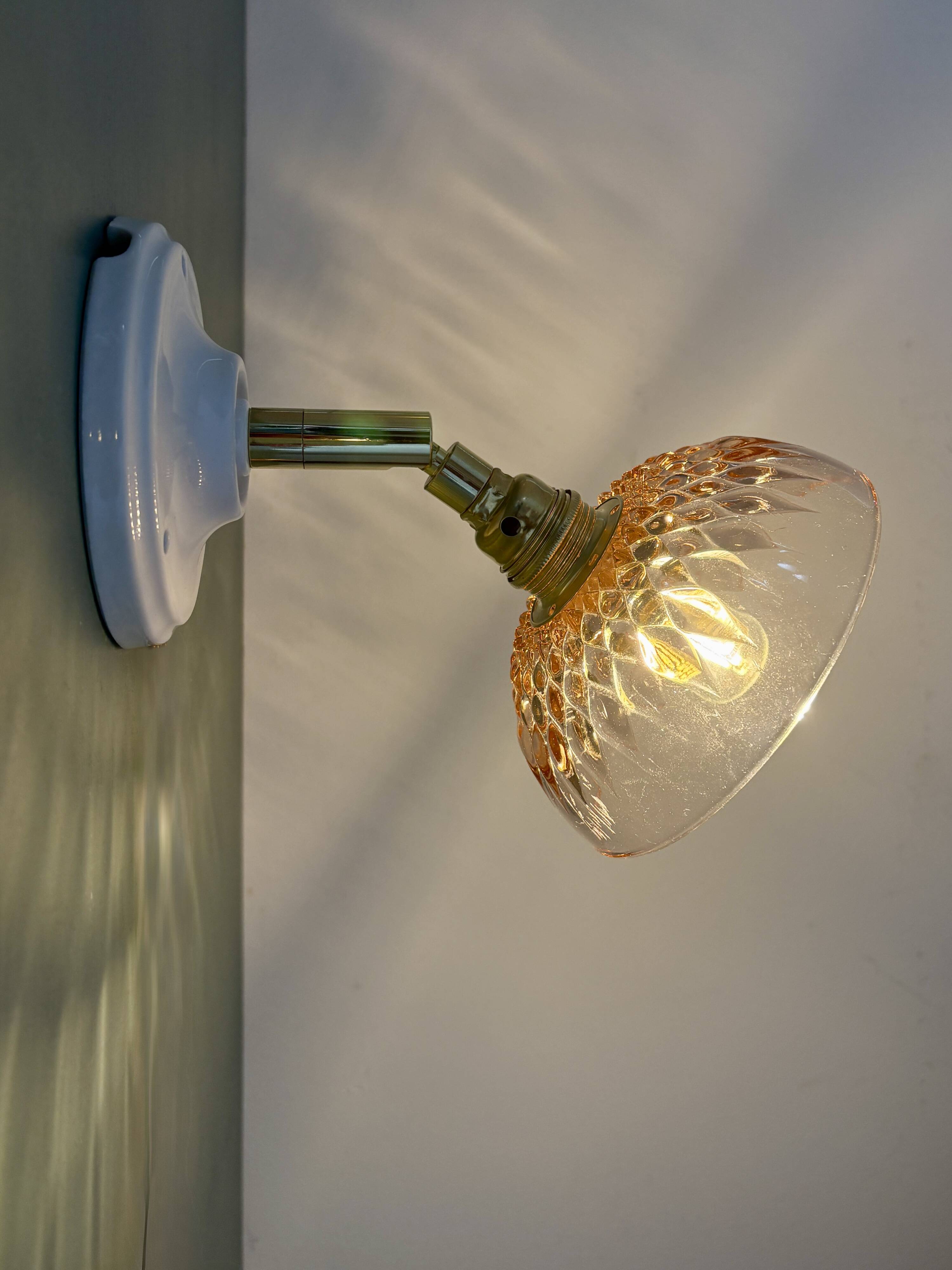 Vintage pink glass lampshade - tableware collection