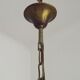 French Vintage Capiz Shell Hanging Pendant Light in Brass Metal and Copper