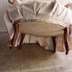 pair of toad armchairs in floral fabric.