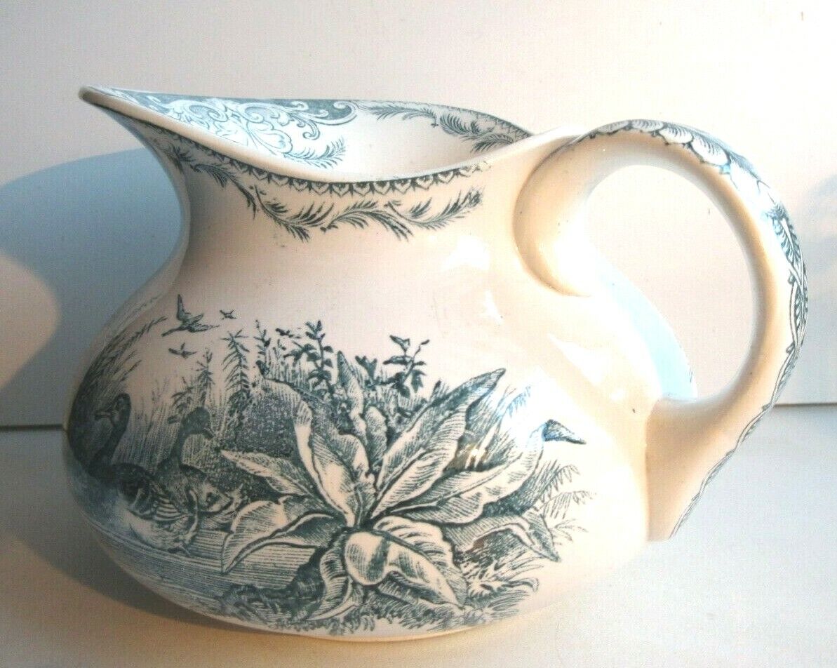 Toilet pitcher "chubby" in grey-blue, Les Canards de Sarreguemines