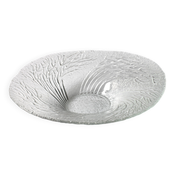 Mid-Century Finnish Glass Bowl: Large Forest Design Centerpiece