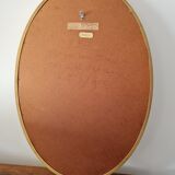 Large oval mirror gilded wood with red plate 44x66cm