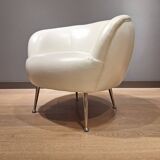 2 white leather armchairs, 1980s