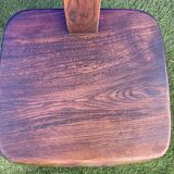 Pair of brutalist T-shaped chairs, solid Aranjou elm, design Olavi Hanninen, 1970