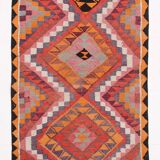 Tapis Kilim fait main rose orange 3x12 105x377 cm