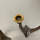 set of 2 Midcentury Brutalist Bronze Candleholder, Michael Harjes, Germany 1960s