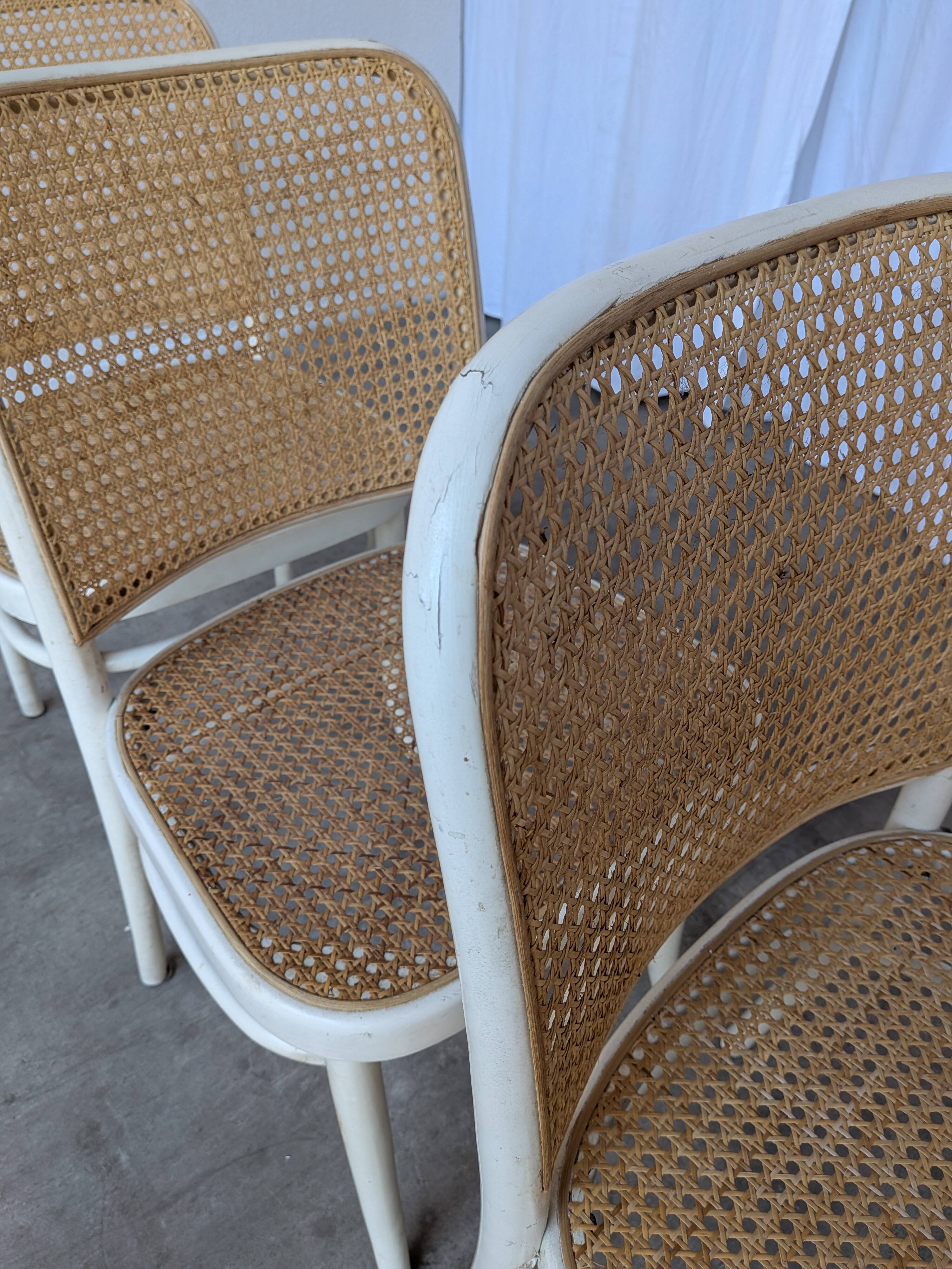 Set of 4 Thonet Style 811 Cane Chair: Josef Hoffman Mid-Century Modern Furn