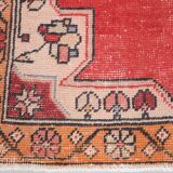 Antique Red Tan Beige Turkish Vintage Rug, 130x247Cm