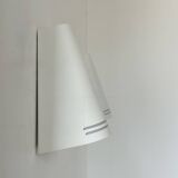 Pair of vintage wall lights, matte white metal, Netherlands, 1980s