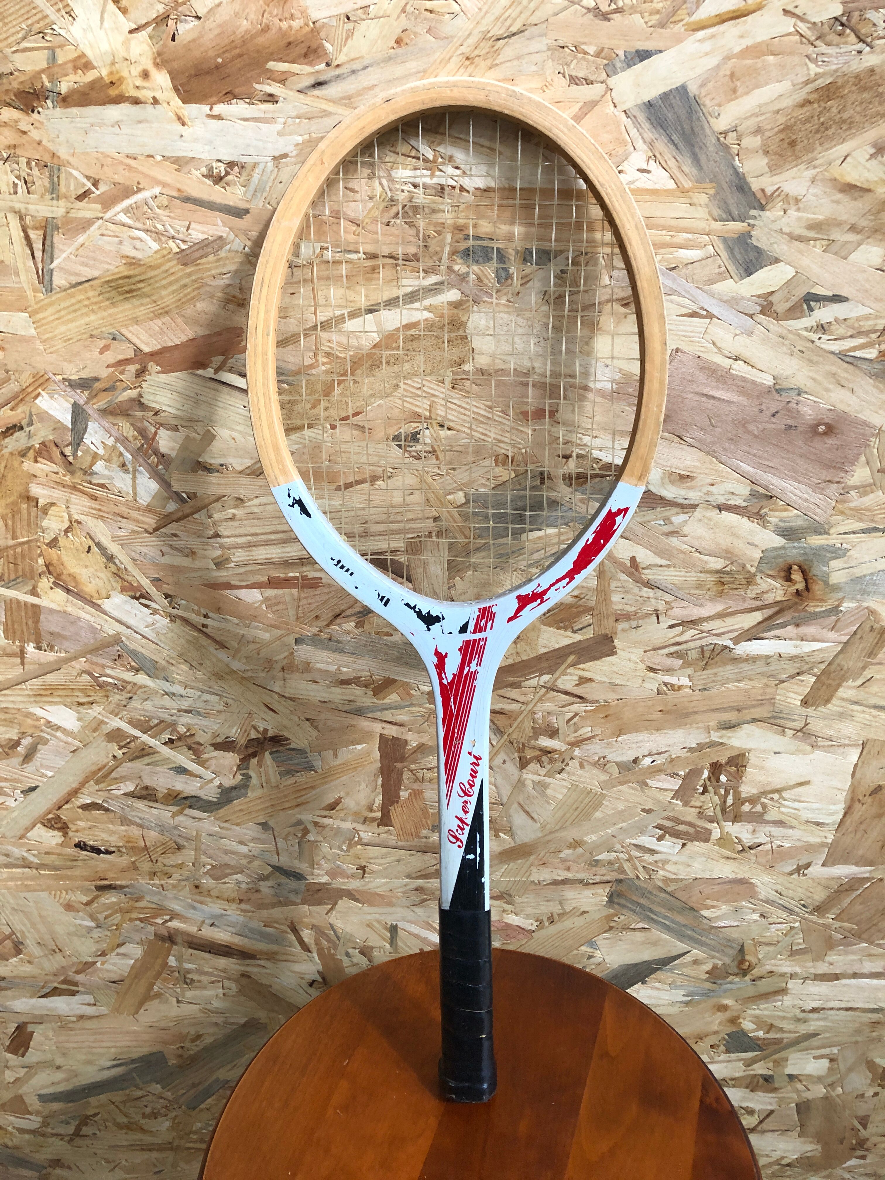 Old racket tennis super court junior wood decoration