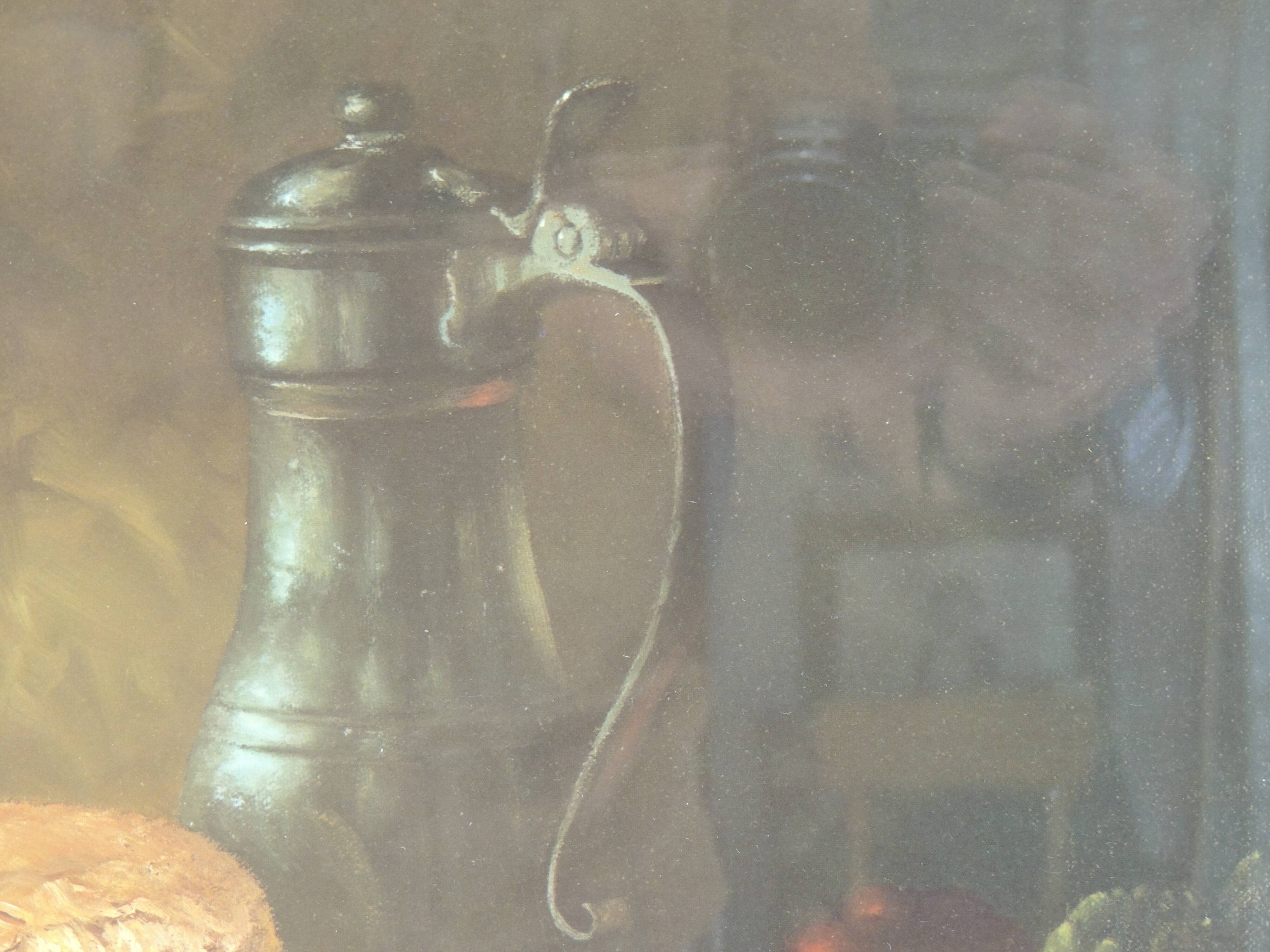 Tableau nature morte reproduction vintage cadre bois