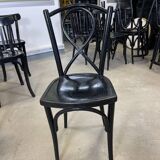 Chaise en bois vernis noir dossier épingle Luterma années 50 France