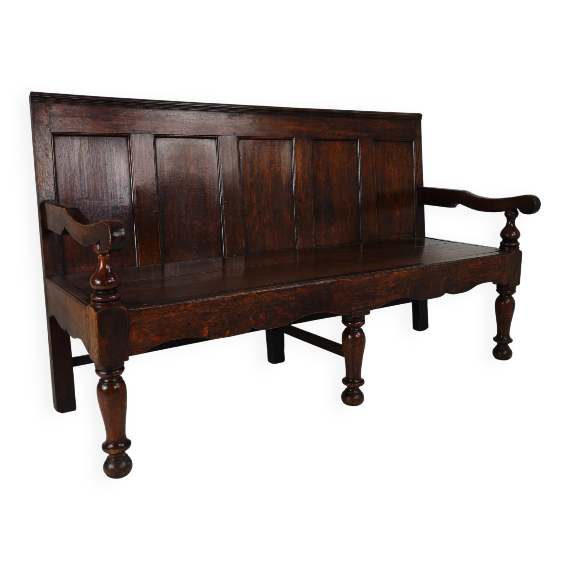 18th century Georgian oak settle bench – dated circa 1790