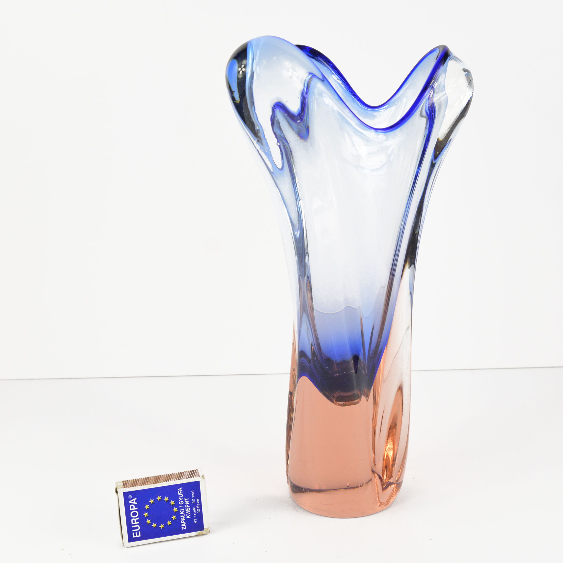 1960s organic modern vase, designed by J. Hospodka, Chribska Sklarna, Czechoslovakia