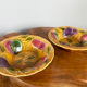 Paire de bols de service Sarreguemines Majolica représentant des fruits et des feuilles, Barbotine des années 1980