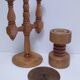 Three Scandinavian wooden candle holders, vintage design