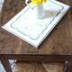 Art Deco yellow and blue tulip metal earthenware tray