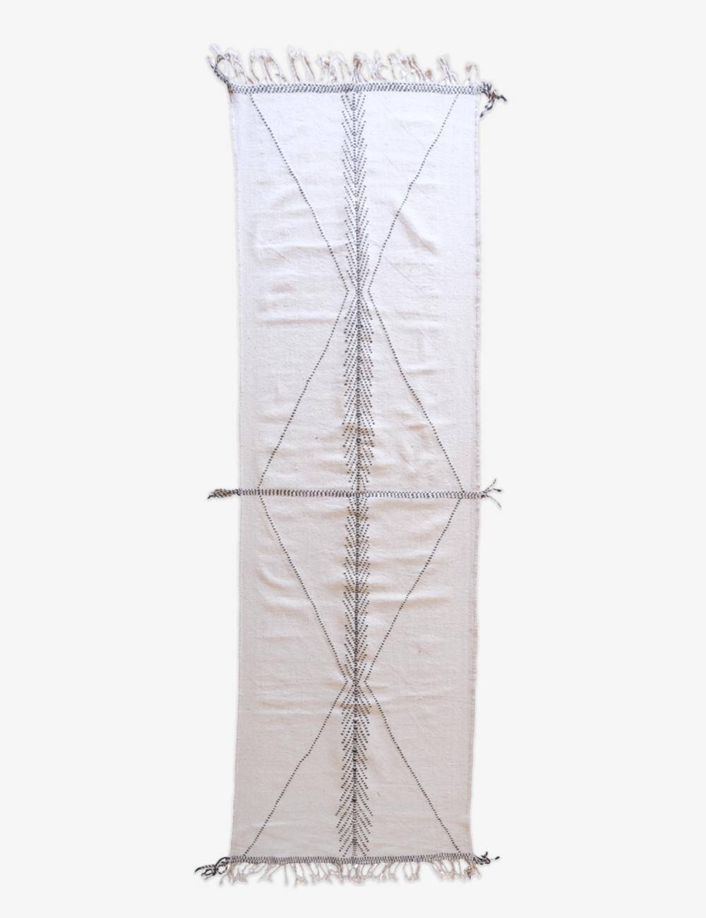 White Kilim Hallway Rug - 437 x 133 cm