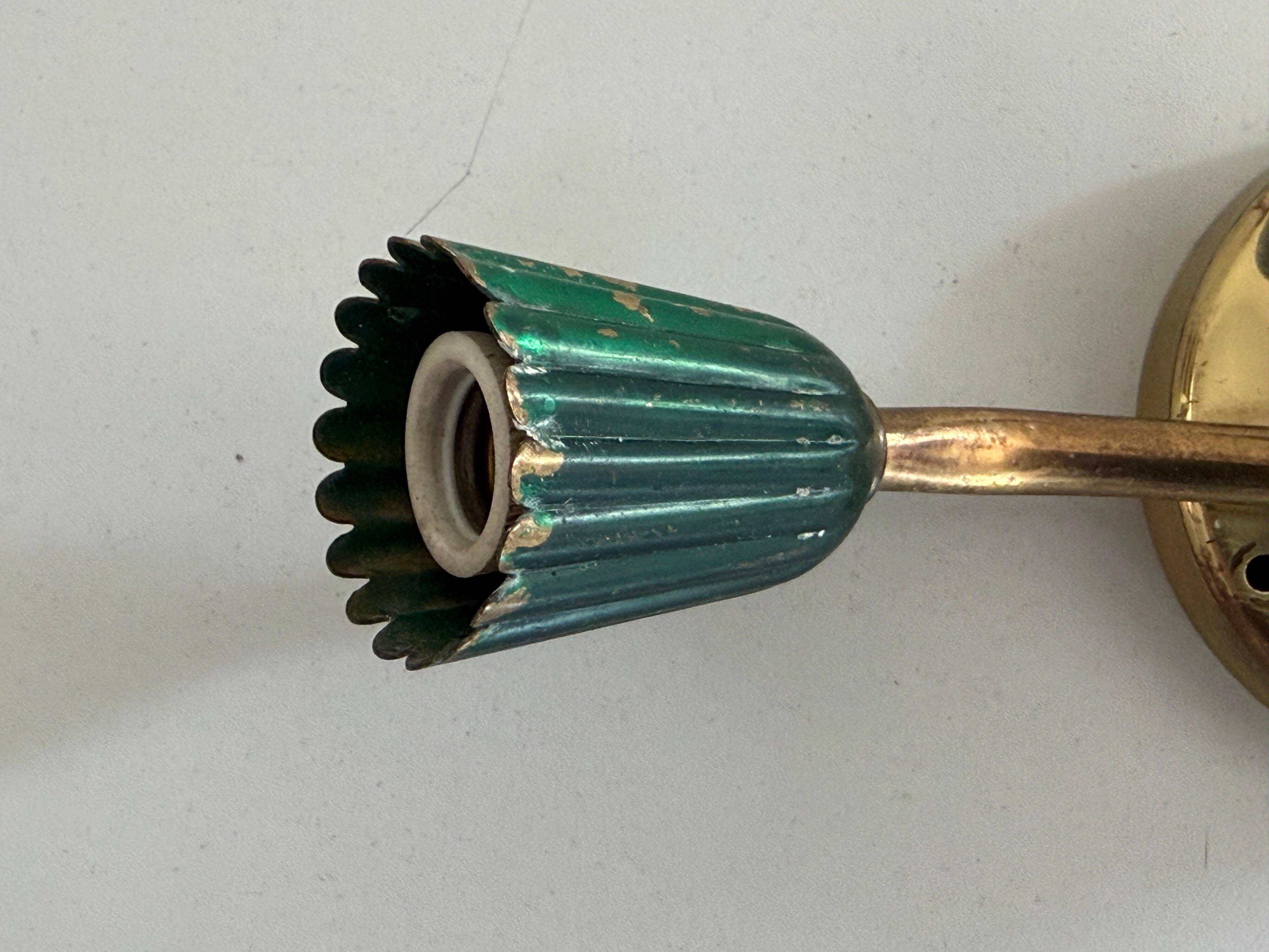 Small simple 2-headed brass wall light, 1950s, Italy