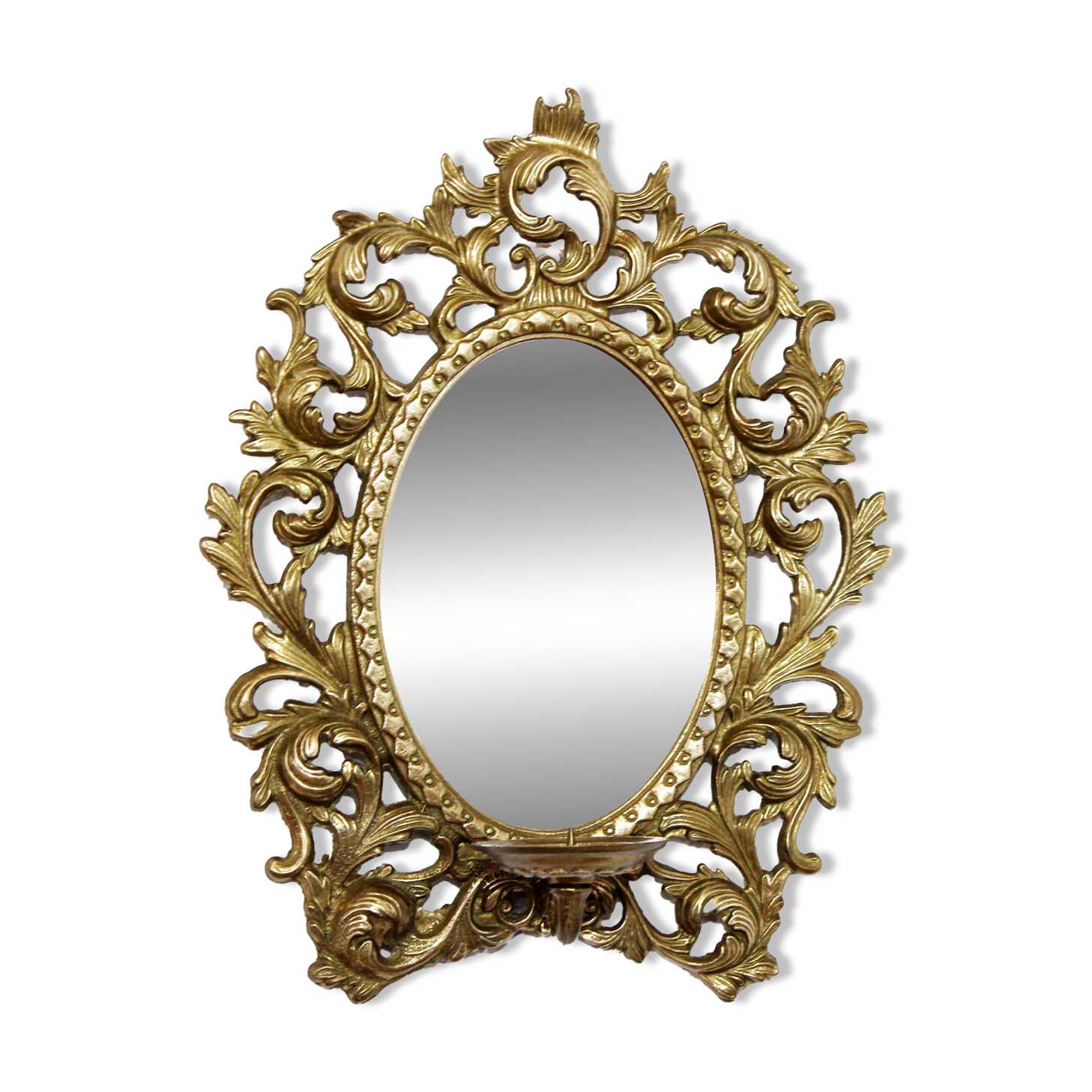 Brass floral candle holder mirror