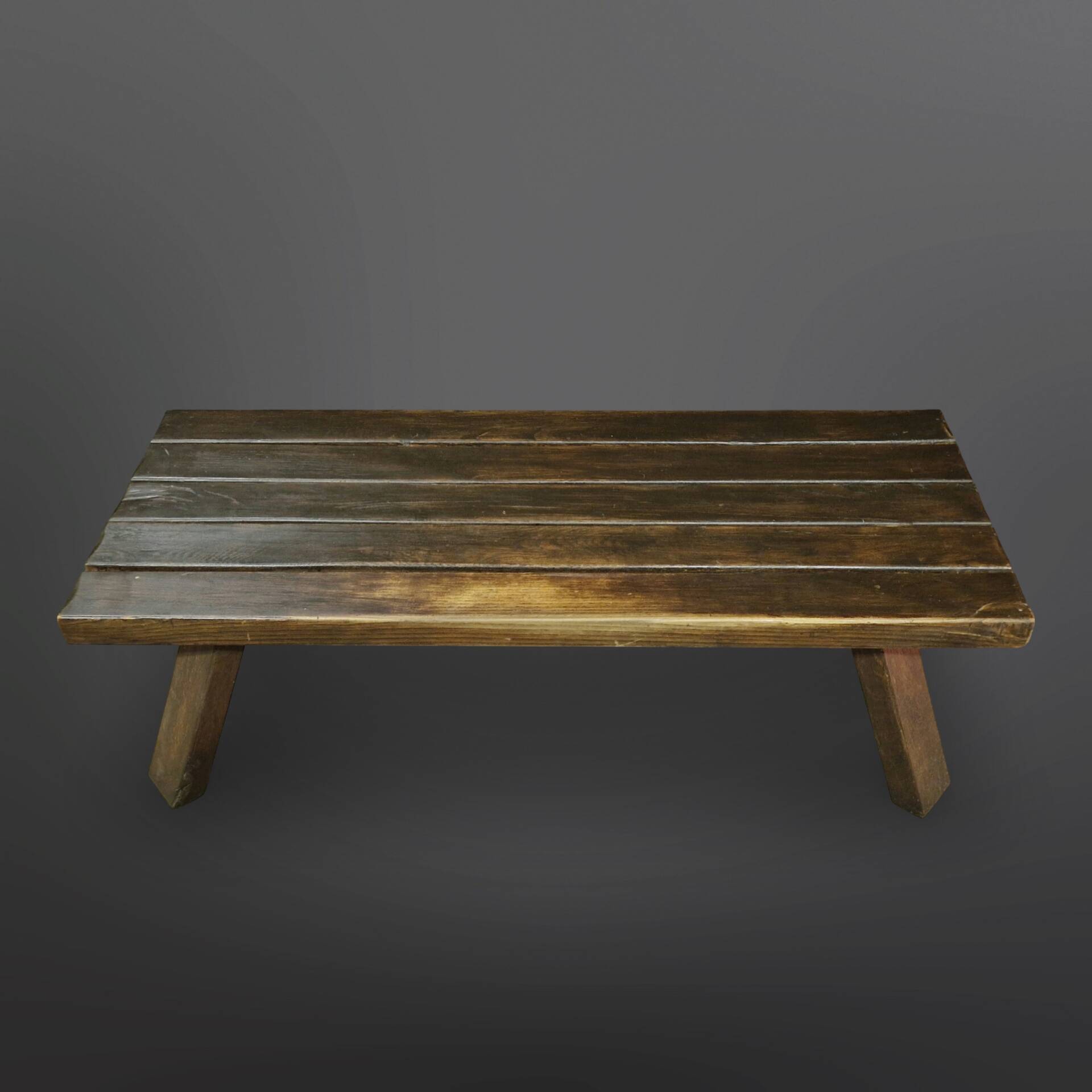 Brutalist slatted solid wood bench, Netherlands 1970s