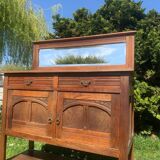 Antique solid wood sideboard with mirror — Art Nouveau style
