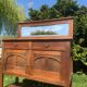 Antique solid wood sideboard with mirror — Art Nouveau style