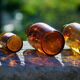 4 old apothecary bottles / amber glass pharmacy in perfect condition dated before 1960