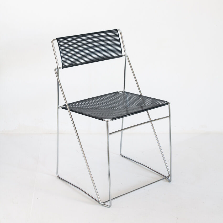 Vintage X-Line chair in enamelled and chromed metal by N.J. Haugesen for Bent Krogh