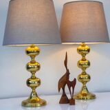 Scandinavian modern space age brass table lamps from Nafa, Sweden, 1970s, set of 2