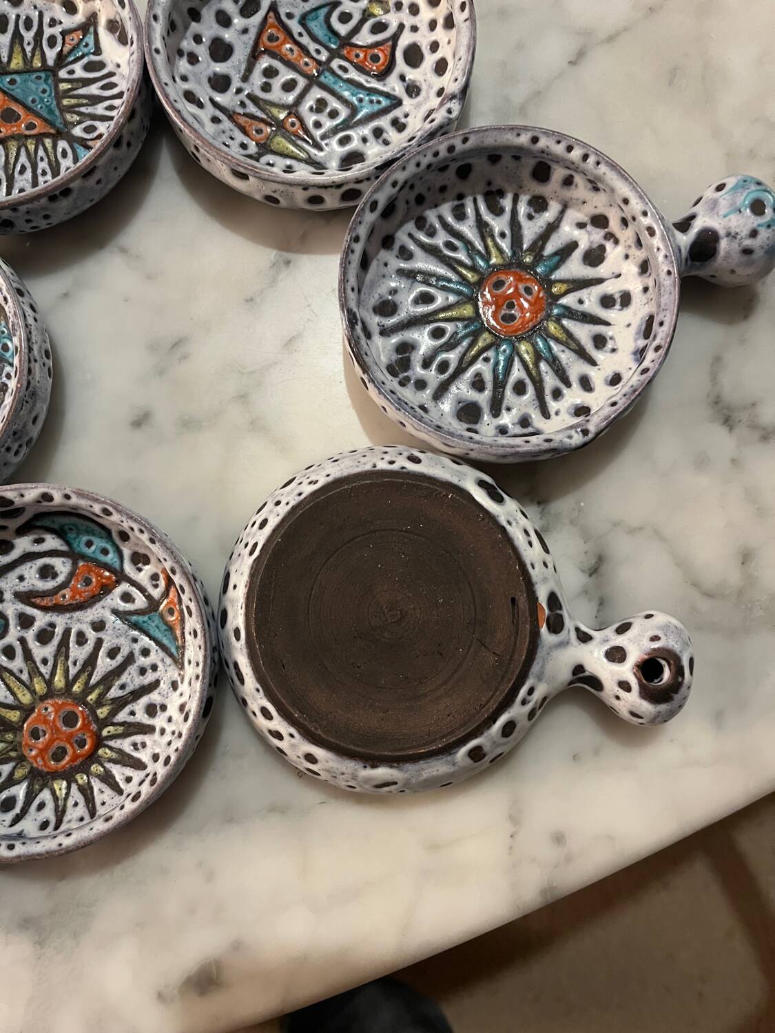 Series of 6 Vallauris frying pans from the 50s