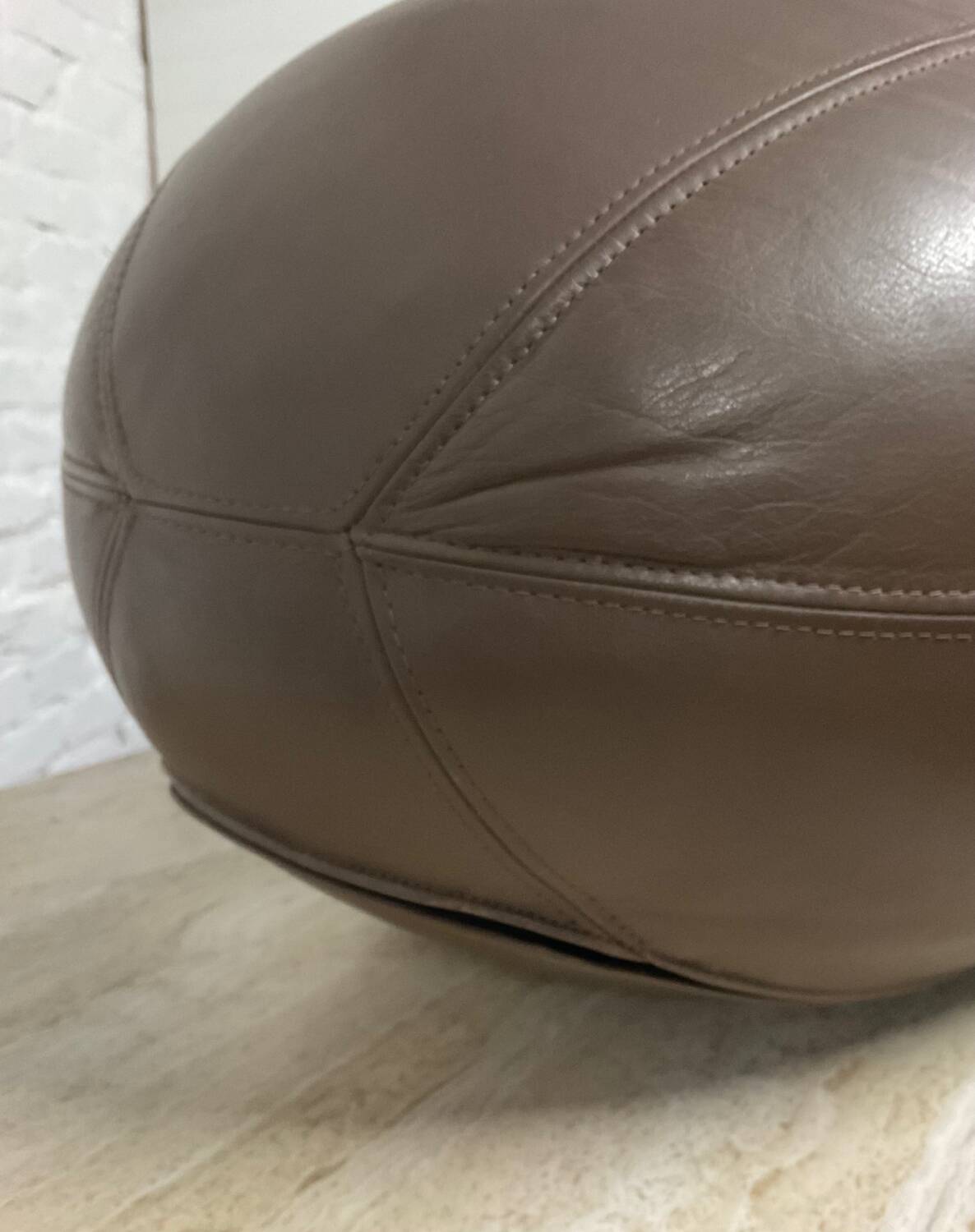 Pouf design by Antonio Pinto for Durlet leather rugby ball