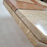 Travertine and marble coffee table
