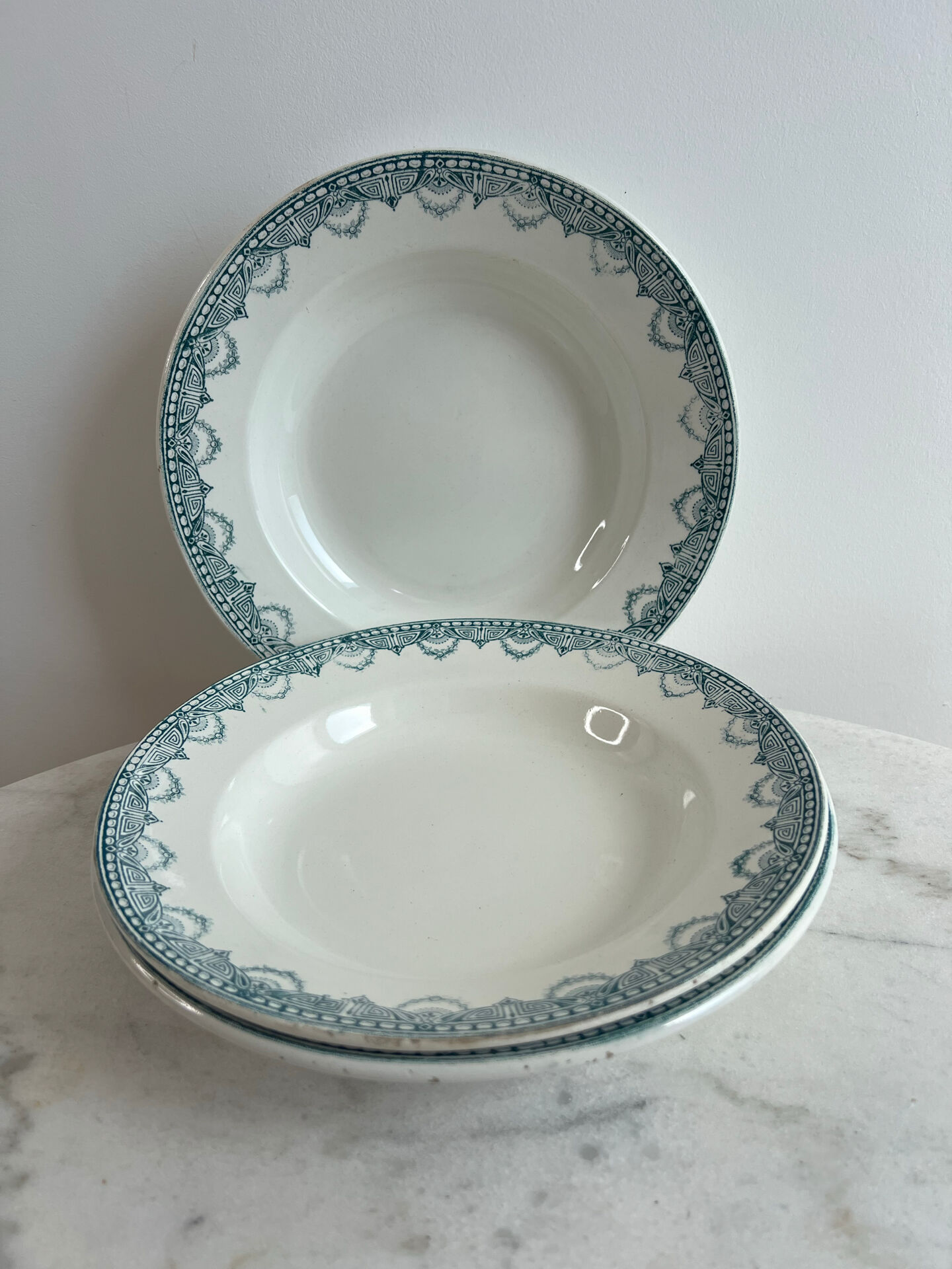 Set of 3 deep plates in ironstone LG Récamier