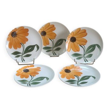 Vintage Gien Dessert Plates – Orange Sunflower Décor 70s - Set of 5