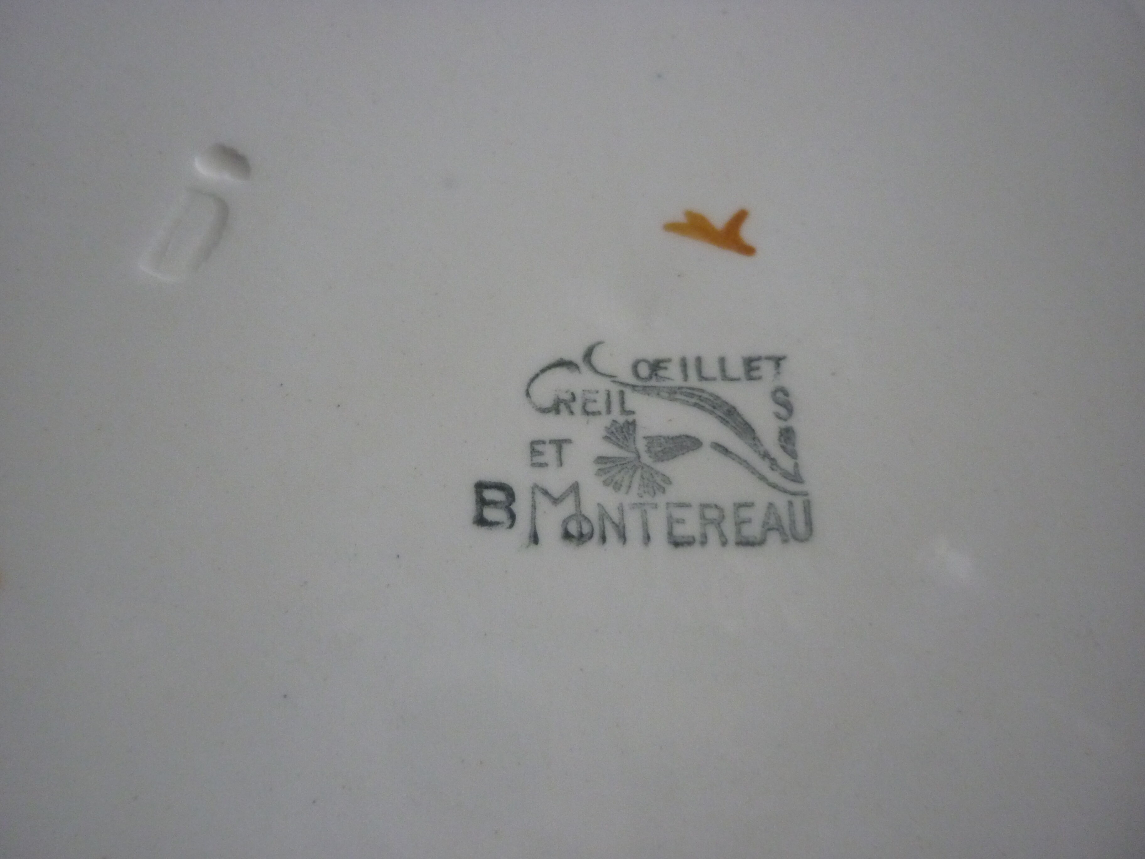 6 plates flat vintage creil montereau eyelets orange