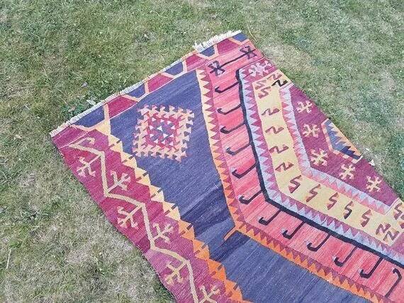 Vintage Turkish hallway rug 83x337 cm