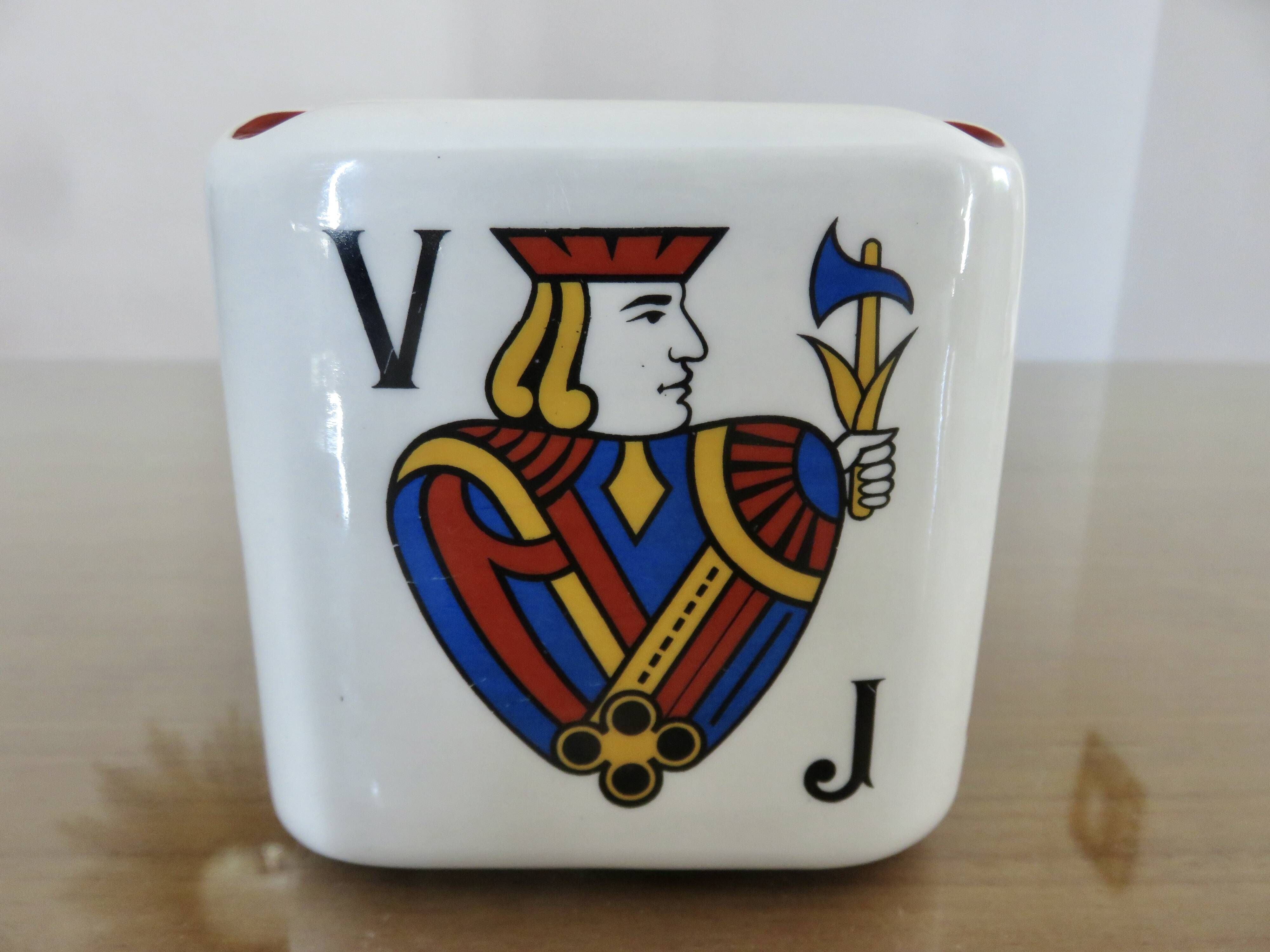 Vintage ceramic ashtray, playing cards, 50s 60s.