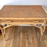Rattan desk and canework 50s