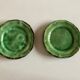 Pair of glazed clay plates with XXS Dieulefit 1950 gadroons